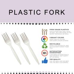 Heavy-Weight Blue Plastic Forks, Durable, Disposable, Box of 96pcs