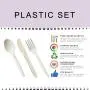 Einweg Plastik Besteck Set – Robust, Bunt – Enthält 32 Gabeln, 32 Löffel und 32 Messer (Gelb, 96 Stück)