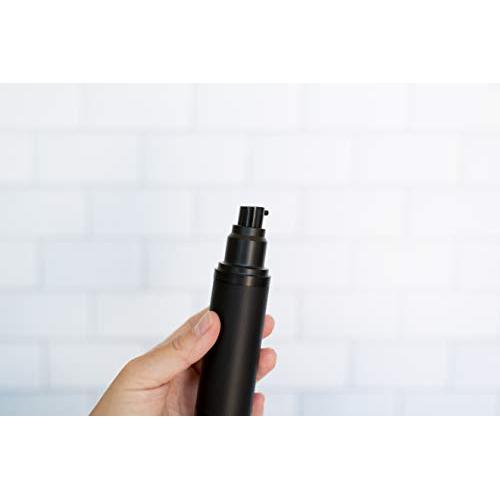 (2 Pack) 50ml Matte Black Airless Pump Bottle Luxury Container - Refillable Cosmetic Dispenser