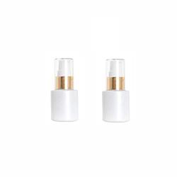 2PCS 30ml/1oz Upscale Pearlescent White Glass Pump Press Bottles Lotion Dispenser Jars Vials Portable Travel Storage Containers Pot for Emulsion Essence Serum