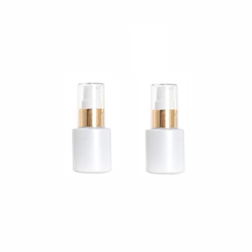 2Pcs 30ml/1oz Lotion Dispenser Bottle Empty Refillable Glass Pump Press Bottle Upscale Pearlescent White Travel Dispenser Container Jars for Emulsion Essence Cream