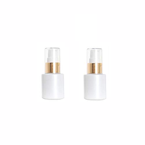 2Pcs 30ml/1oz Lotion Dispenser Bottle Empty Refillable Glass Pump Press Bottle Upscale Pearlescent White Travel Dispenser Container Jars for Emulsion Essence Cream