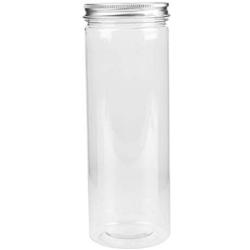 Tebery 16 Pack Plastic Spice Jars Bottles Containers with Lids 17oz Clear Straight Cylinders Plastic Canisters for Food & Home Storage