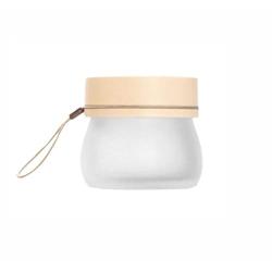 1Pcs 100ml/3.3oz Empty Refillable Frosted Glass Cream Jars with Elastic Rubber Cord and Inner Liner Cosmetic Sample Travel Containers Pot for Scrub Body Cream Ointments