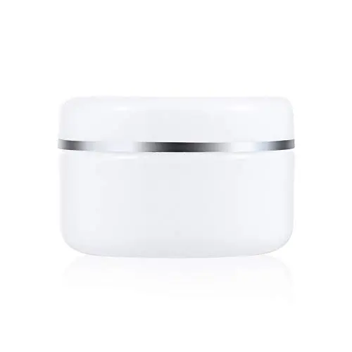5er Pack Weiß Silber Rand Leere Refillbare Kosmetik Kunststoff Behälter mit Dome Deckel für Make-up, Gesichtcreme, Lippenbalsam, Lotion, Reiseflasche (20g)