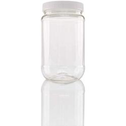 Plastic Wide Mouth Jar with Pressurized Screw On Lid Pack of 12 (16 oz) Crystal Clear Storage Container with White Pressure Sealed Foam Lined Cap