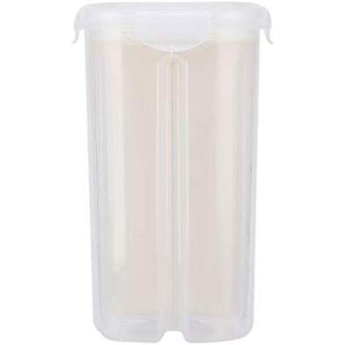 Separate Sealed Food Storage Containers, Multi-grain Storage Box with Compartments, Food Storage Tank With Souble Lid Rotating Cover, BPA Free Plastic Food Organizer Case with Dividers (L, White)