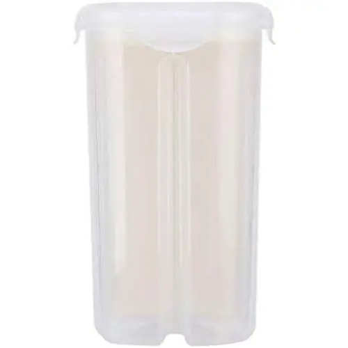 Separate Sealed Food Storage Containers, Multi-grain Storage Box with Compartments, Food Storage Tank With Souble Lid Rotating Cover, BPA Free Plastic Food Organizer Case with Dividers (L, White)