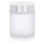 Eisglasfarbener, dicker Glasbehälter mit geradem Rand – mit silberner Metalldeckelabdeckung – 4 oz / 120 ml (12er Pack) + Spatel