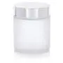 Frosted Clear Thick Glass Straight Sided Jar with Silver Metal Overshell Lid - 4 oz / 120 ml (6 pack) + Spatulas and Labels