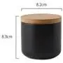 Ceramic Food Storage Jar Canister Modern Design Food Canisters with Airtight Seal Bamboo Lid,Loose Tea Coffee Spice Nuts Snacks Seasonings Storage Jar Canister Caddy (Black 8.79oz/260ml)