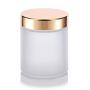 Large Frosted Clear Thick Glass Straight Sided Jar with Gold Metal Overshell Lid - 8 oz / 240 ml (6 pack) + Spatulas