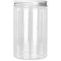 Kaptin 12Pack Empty BPA Free Clear Wide-Mouth Plastic Storage Containers with Silver Metal Lids Reusable Eco-Friendly Kitchen Jars Organizers for Dry Goods and More (Silver Lid, 12)