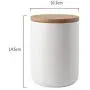 Keramik Lebensmittelbehälter mit Bambuschachdeckel, schlossartig, schlichtes Küchen-Design zur Aufbewahrung von Kaffee, Zucker, Tee, Gewürzen und mehr (Weiß (800ml/27.05oz))