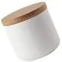 TOPBATHY Ceramic Container Food Storage jar Tea Coffee Sugar canisters with Wooden lid for Kitchen (Small Size, White)