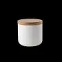 TOPBATHY Ceramic Container Food Storage jar Tea Coffee Sugar canisters with Wooden lid for Kitchen (Small Size, White)