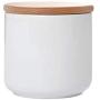 OnePine 500ml/17.6 oz Ceramic Tea Storage Canister with Airtight Sealed Wooden Lid - Ceramic Food Storage Container for Tea Sugar Coffee Nuts Grain Spice and More