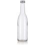 12 oz Clear Glass Vintage Bottle with Silver Aluminum Cap (12 pack) + Labels for Sauce, Dressings, Syrup, and Marinades