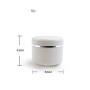 An empty white silver-rimmed portable refillable plastic cosmetic cosmetic cream jar with lining and dome cover. Sample container bottle jar 4 pieces (250ml 100ml 50ml 20ml)