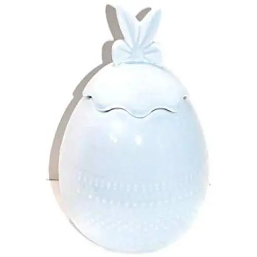 Collection Sweet Living : Nouveau Pot en Forme d'Oeuf de Pâques Bleu avec Oreilles de Lapin et Nœud - Récipient de Rangement pour Bonbons/Confitures Collection Sweet Living : Nouveau Pot en Forme d'Oeuf de Pâques Bleu avec Oreilles de Lapin et Nœud - Récipient de Rangement pour Bonbons/Confitures