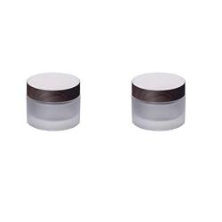 Frosted Glass Bottle Cream Jars Empty Refill Cosmetic Sample Packing Travel Containers With PE Disc Liner,2Pcs (50g)