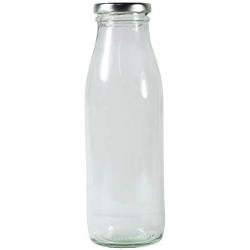 Viva Haushaltswaren 12 Empty Wide-Necked Glass Bottles 500 ml/Milk/Juice Bottles with Silver Screw A Filling Funnel Diameter 12 cm