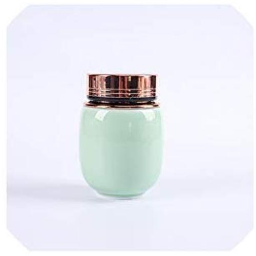 Portable Mini Tea Cans Metal Cover Ceramic Small Tea Pot Caddies Coffee Beans Jar Candy Storage Canister,F