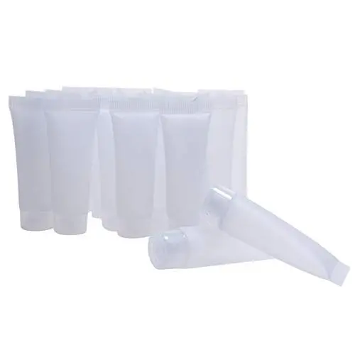 Shapenty 10ml Clear Plastic Empty Tubes Refillable Facial Cleanser Hand Cream Cosmetic Lotion Containers Soft Makeup Sample Holder Bottle Vial Jar Pot Case with Flip Lid for Travel DIY Project, 30PCS
