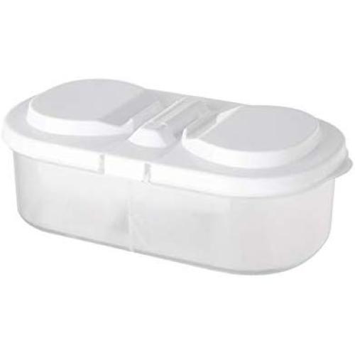 Poniu Double-grid Food Container Sealed Storage Tank Box with Lid, Plastic, Candy Spice Grain Fruit Cookies Storage Case (White)