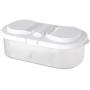 Poniu Double-grid Food Container Sealed Storage Tank Box with Lid, Plastic, Candy Spice Grain Fruit Cookies Storage Case (White)