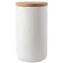 Bouteille en céramique TOPBATHY pour aliments scellée, boîte de rangement de cuisine avec couvercle en bois pour café, sucre, épices – Grande taille (blanc) Bouteille en céramique TOPBATHY pour aliments scellée, boîte de rangement de cuisine avec couvercle en bois pour café, sucre, épices – Grande taille (blanc)