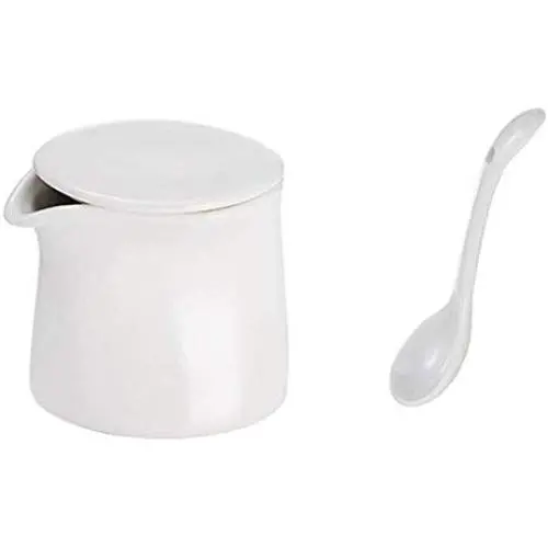 123Arts Ceramics Sugar Bowl Seasoning Pot Storage Cream Jar with Lid And Spoon 123Arts Ceramics Sugar Bowl Seasoning Pot Storage Cream Jar with Lid And Spoon