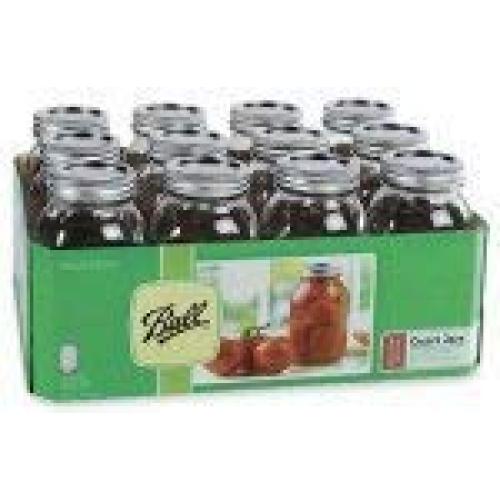 Ball Mason Jars Qt. ( 32 Oz ) Regular Mouth Bands And Dome Lids 12 / Box