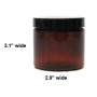 Amber 8 Ounce Plastic Jars with Black Lids (6 pk) with Mini Jar - Round Refillable Containers