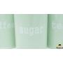 Set of 3 Metal Food Storage Tin With Bamboo Lid for Sugar Tea Coffee Canister Jar Light Green (LIGHT GREEN)