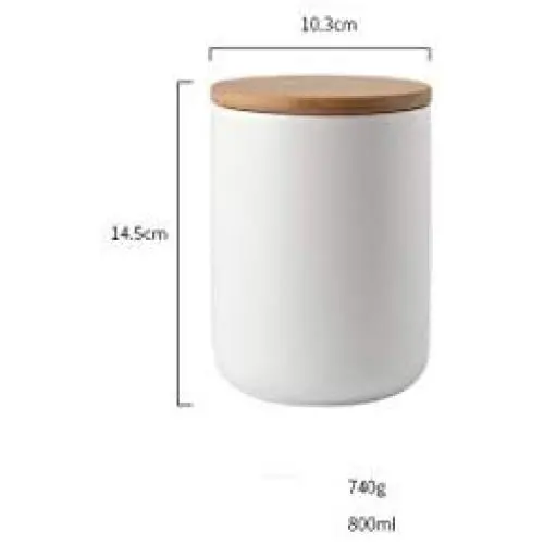 Keramisches Holzlöffel-Deckel-Speicherglas Küchen-Food-Kaffeetee-Topf-Gewürzbehälter Schreibtischdeko, 5 Stück