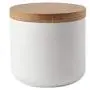 Bocal en Céramique pour Stockage Alimentaire avec Joint Étanchéité en Bambou - Design Moderne, Canister en Céramique pour Thé en Vrac, Café, Épices, Noix, Assaisonnements (Blanc 260ml)