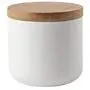 TOPBATHY Ceramic Container Food Storage jar Tea Coffee Sugar canisters with Wooden lid for Kitchen (Small Size, White)