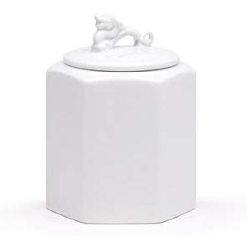 Maia Ming Designs | Guardians Ceramic Jar with Dragon Lid | Porcelain Canister, Cookie, Tea or Storage Container | Small White