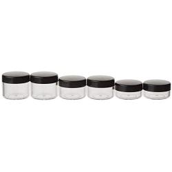 yueton 6Pcs Empty Clear Boday Black Top Lid Plastic Sample Containers 10/15/20Gram Size Cosmetic Containers Pot Jars Eyshadow Container Lot