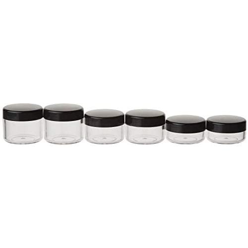 yueton 6Pcs Empty Clear Boday Black Top Lid Plastic Sample Containers 10/15/20Gram Size Cosmetic Containers Pot Jars Eyshadow Container Lot