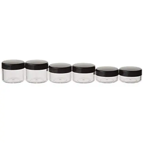 Yueton 6er leere klare Körper Schwarz Deckel Plastik Probierbehälter 10/15/20g Größe Kosmetikbehälter Pot Augeneyener Behälter Set