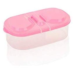 Xuba Double Grids Kitchen Food Storage Box Cereal Container Space Saver Home Kitchen Supplies, Pink