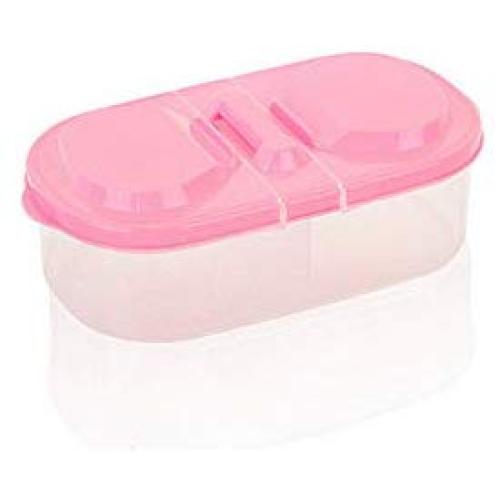 Meiyiu Food Storage Box Double Grids Kitchen Food Storage Box Cereal Container Kitchen Supplies Pink