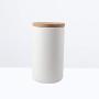 TOPBATHY Ceramic food jar sealed food storage canister kitchen box with wooden lid for coffee bean sugar spice - large size (white)