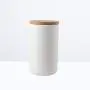 Bouteille en céramique TOPBATHY pour aliments scellée, boîte de rangement de cuisine avec couvercle en bois pour café, sucre, épices – Grande taille (blanc) Bouteille en céramique TOPBATHY pour aliments scellée, boîte de rangement de cuisine avec couvercle en bois pour café, sucre, épices – Grande taille (blanc)