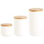 HOUSIYU Food Storage Tanks, Ceramic Classic Biscuit Jars and Wooden Airtight Lids for Coffee, Nuts, Tea, Etc, White,7.5x8cm