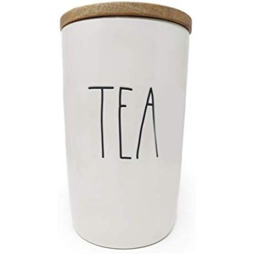 Rae Dunn by Magenta LL Large Letter Canister (TEA- MEDIUM- WOOD LID)