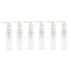 6PCS 30ML 1OZ Transparent Empty Plastic Pump Bottles with White Pump Head Shower Gel Shampoo Lotion Conditioner Storage Holder Refillable Portable Container Jar for Travel Home Use