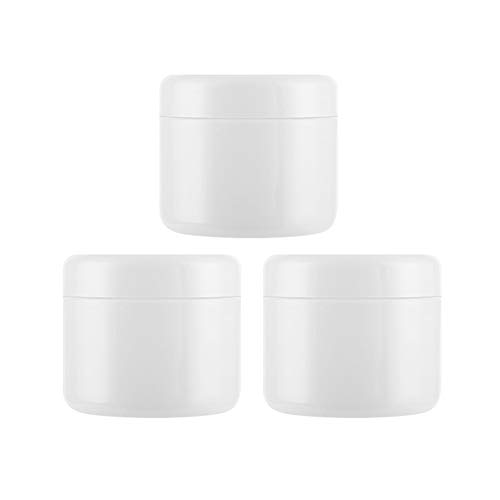 3Pcs 150ml/5oz White PS Empty Refillable Leakproof Cosmetic Jars with Liners Dome Lid Facial Body Cream Pots Tins Boxes Cases Containers Dispense Sample Bottle for Cosmetic Cream Lotion Storage.